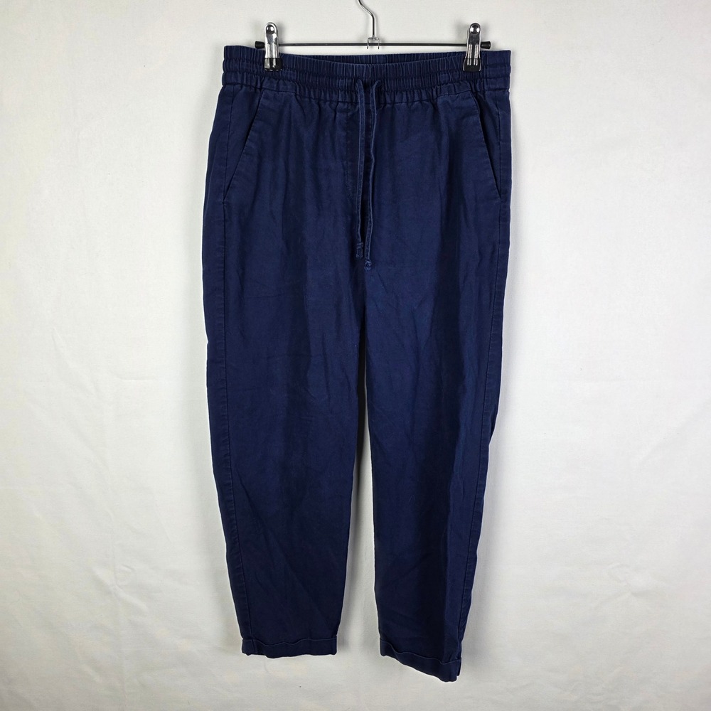 J.Crew Navy Blue Linen Cotton Blend Pull-On Tapered Pants Size 4